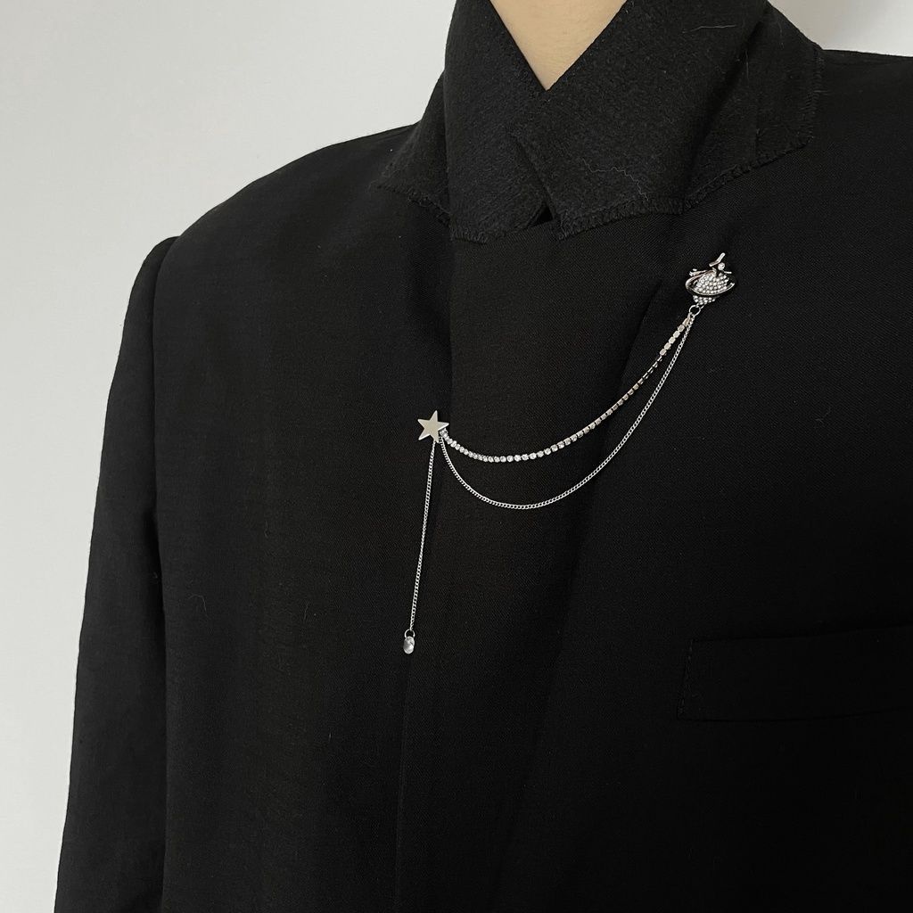 Ghim cài áo hình ngôi sao đính hạt đá thời trang