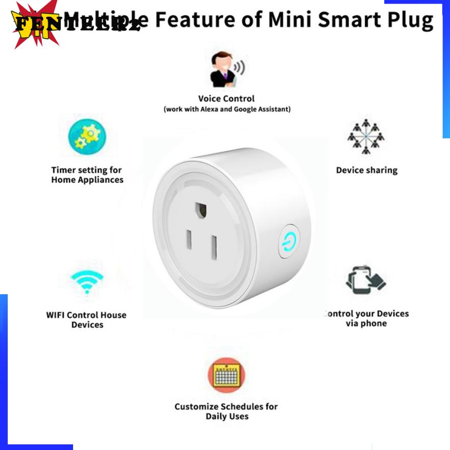 [Fenteer2  3c ]Home Smart Plug Mini Power Socket Wifi Outlet Switch Compatible with Alexa