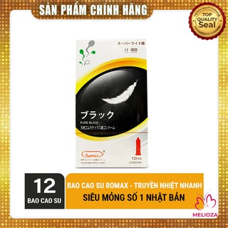 Bao Cao Su [SIÊU MỎNG SỐ 1 NHẬT BẢN] Romax Pure Black hộp 12c BCS046