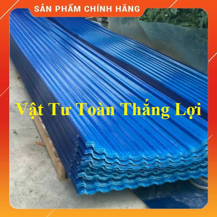 ( Khổ rộng 1.07m x dài 2m x 4 dem ) Tôn nhựa dạng sóng màu Xanh lấy ánh sáng che mưa