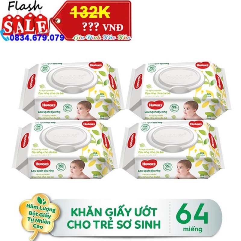 Khăn ướt Huggies không mùi 64 tờ/mùi 72 tờ