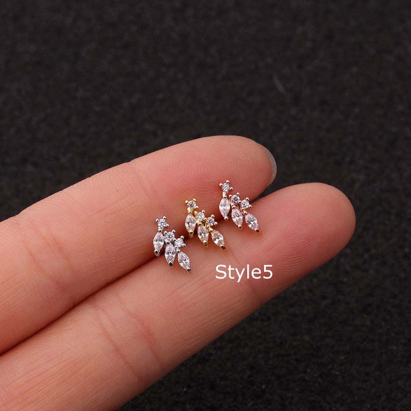 Khuyên Tai Bằng Thép Không Gỉ Đính Đá Zircon 20g