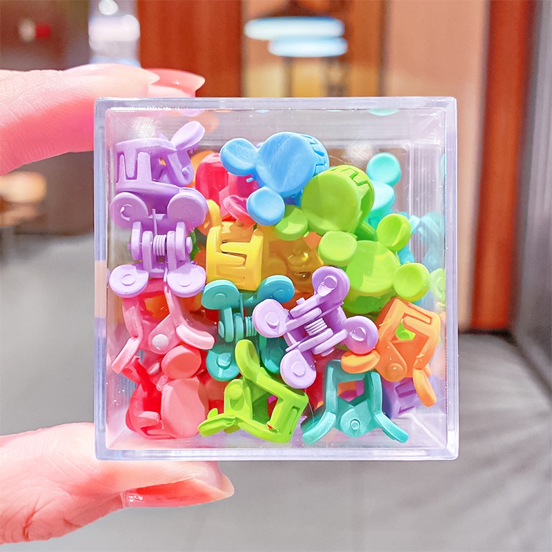 RainBow Bows Hộp 36 Kẹp Tóc Nhỏ Màu Trơn Họa Tiết Hoa Hoạt Hình Phong Cách Hàn Quốc Đáng Yêu Cho Bé Gái