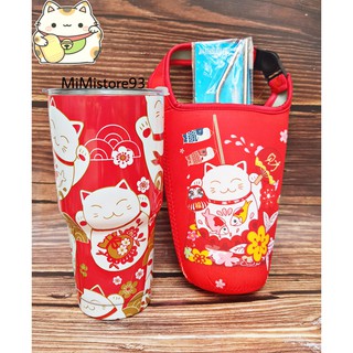 COMBO LY GIỮ NHIỆT MÈO MAY MẮN THẦN TÀI