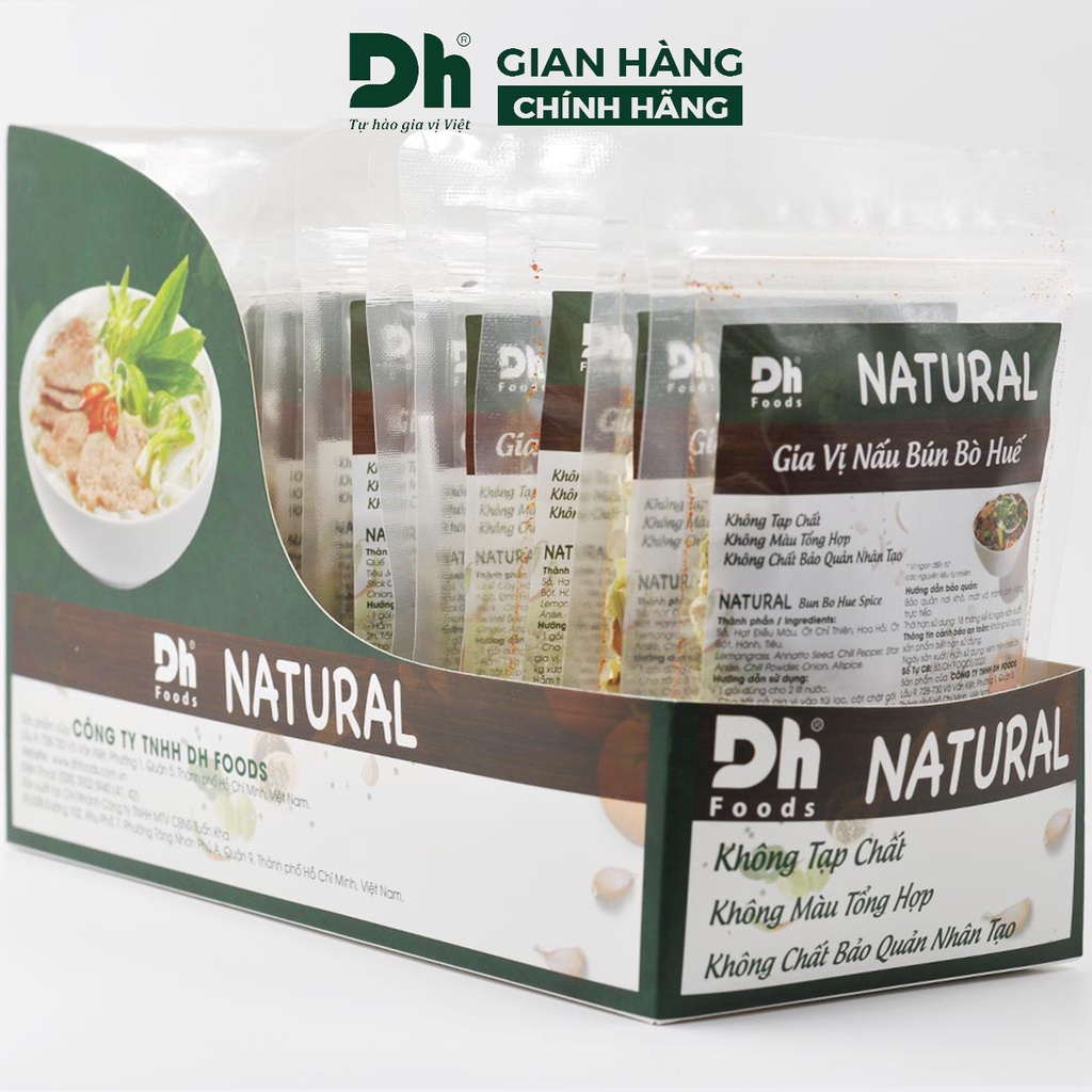 Gia vị nấu bún bò huế Natural DH Foods nêm sẵn thành phần tự nhiên gói 25gr - DHGVT92
