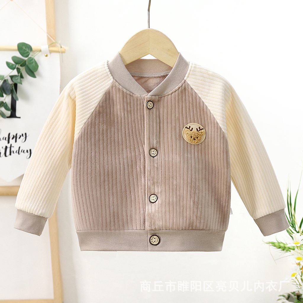 Áo khoác nỉ lót nhung dày dặn cho bé trai bé gái mặc thu đông Hàng Quảng Châu cao cấp AD02