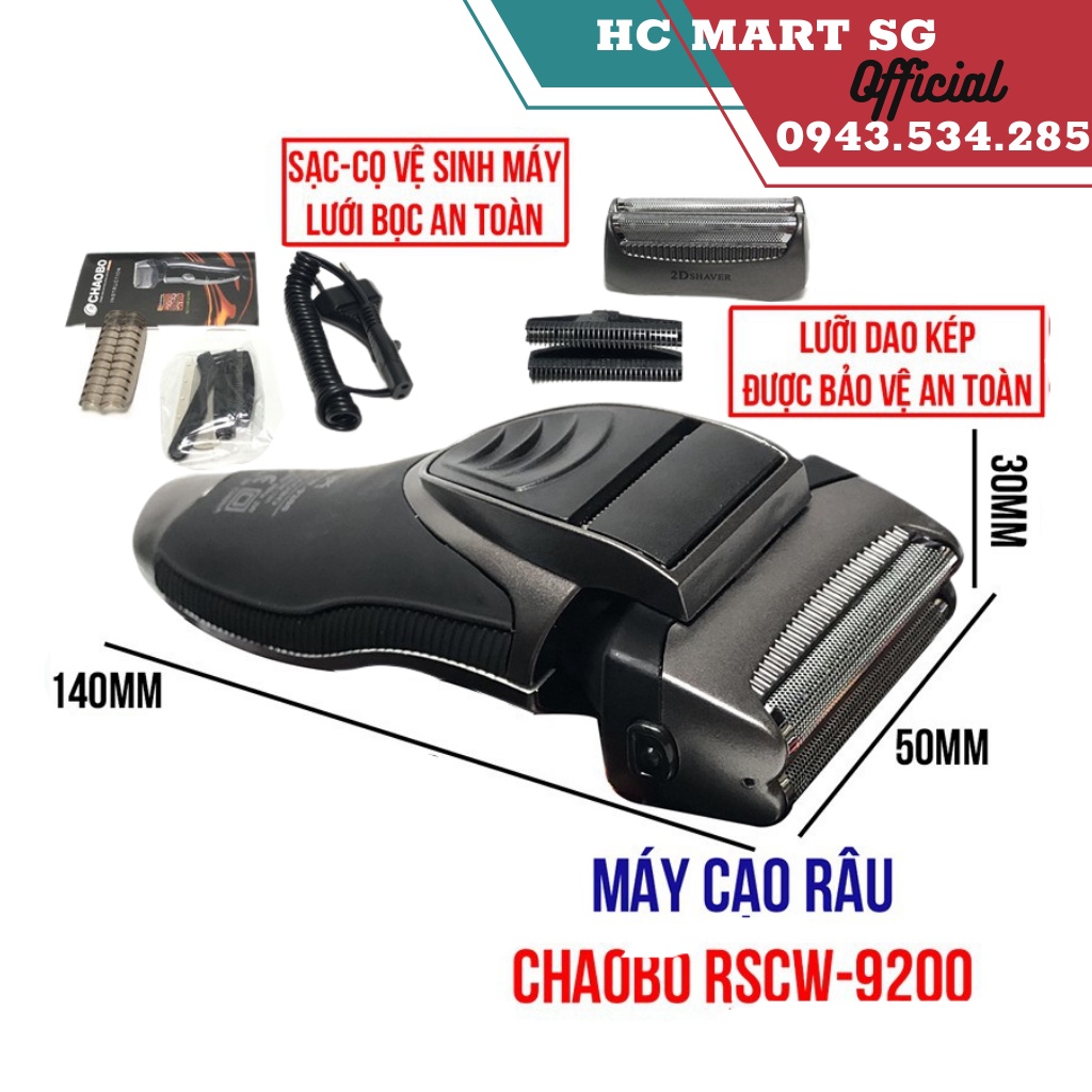 Máy cạo râu, Máy cạo râu mini Chaobo RSCW-9200, dao cạo râu điện chính hãng, 2 lưỡi dao cạo sắc bén, chuẩn xác - SIÊU RẺ