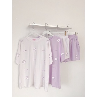 Set đồ bộ hoa daisy trắng