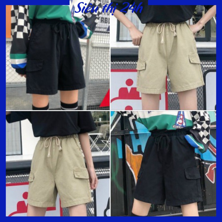 Quần đùi kaki có nắp túi, quần short nam nữ ống rộng thoải mái Siêu thị 24giờ QH.50 | BigBuy360 - bigbuy360.vn