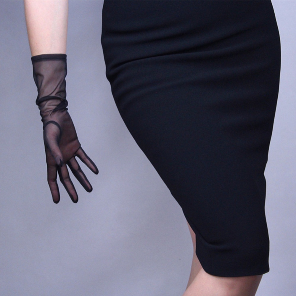 Bao tay đen dài 38cm phối lưới xuyên thấu nhiều màu thời trang cho nữ