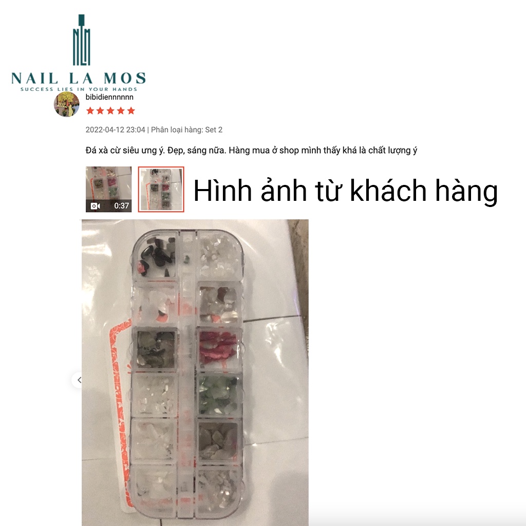 Set 12 loại đá xà cừ sỏi - xà cừ trang trí móng tay đắp gel ẩn theo phong cách Hàn Nhật