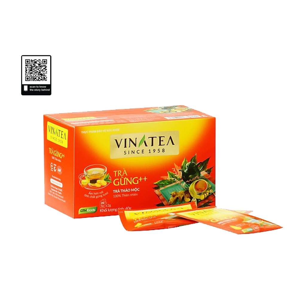 Trà vinatea gừng túi lọc hộp 40gram 20 gói thanh lọc cơ thể chống lạnh bụng hỗ trợ tiêu hóa | BigBuy360 - bigbuy360.vn