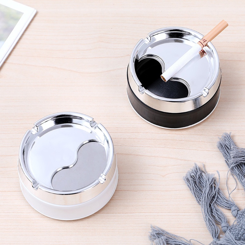 Gạt Tàn Thuốc Hình Tròn Bằng Thép Không Gỉ PP + PP Chống Gió Có Nắp Xoay Dùng Trong Nhà / Ngoài Trời