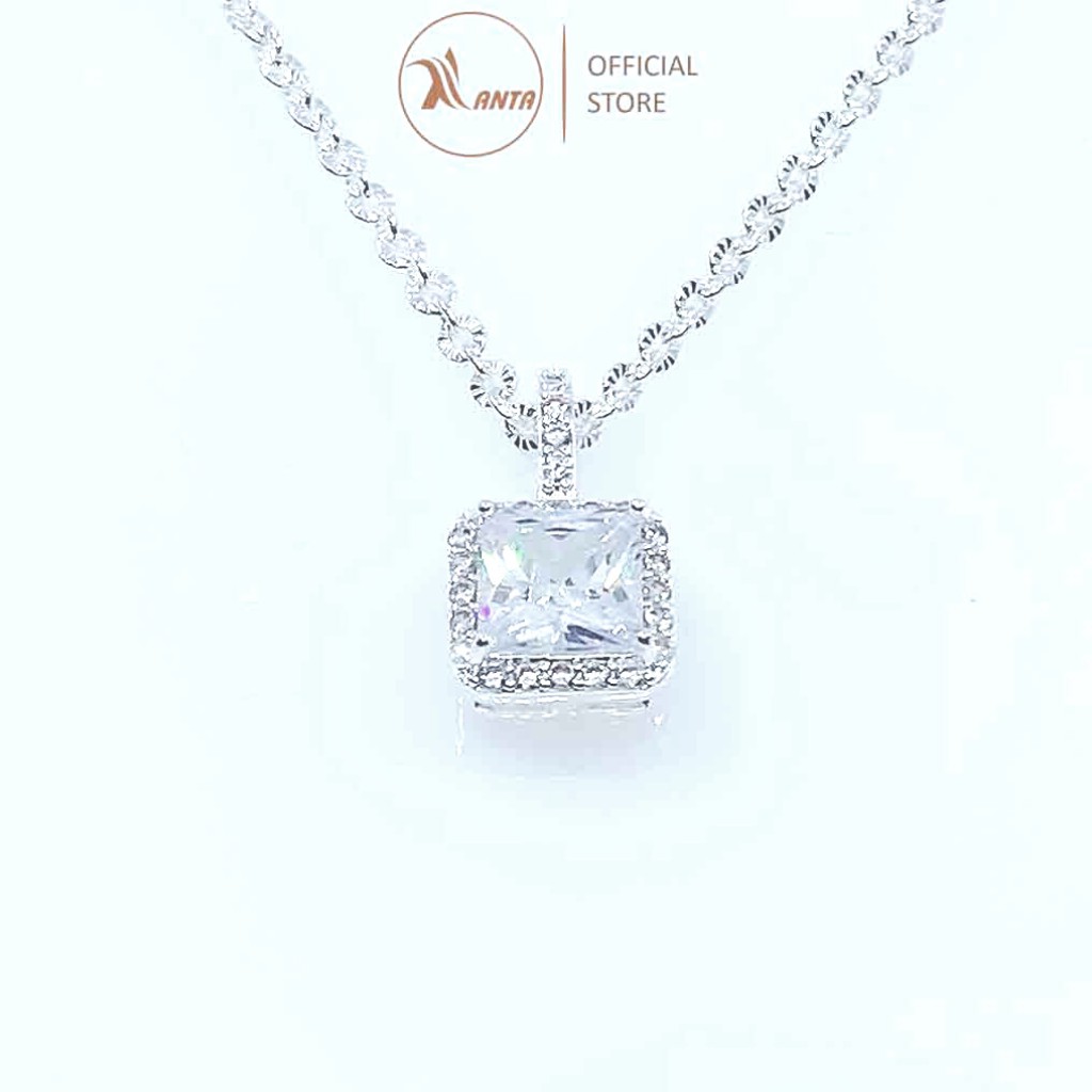 Dây chuyền nữ mặt Thiên kim mặt vuông P3 cao cấp đính đá pha lê sang trọng, vòng cổ bạc 925  ANTA Jewlery - ATJ7054