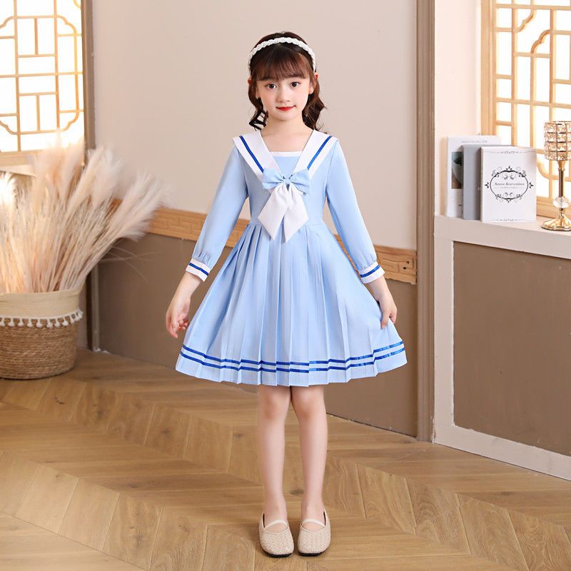 Đầm Dài Tay Phong Cách Preppy Thời Trang Mới 2022 Cho Bé Gái