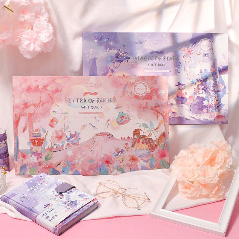 Hình Dán Trẻ Em。 Bộ Sổ Tay Hoạt Hình Kèm Hộp Quà Tặng Sinh Nhật Cho Bé Gái