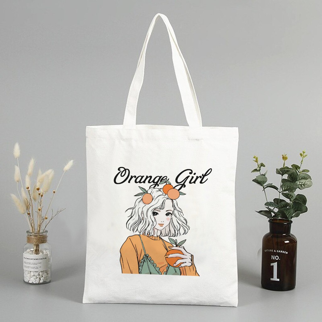 Túi tote in Orange Girl TT06  chất liệu vải kaki hàn kích thước 30*36 cm -Teenstore.365