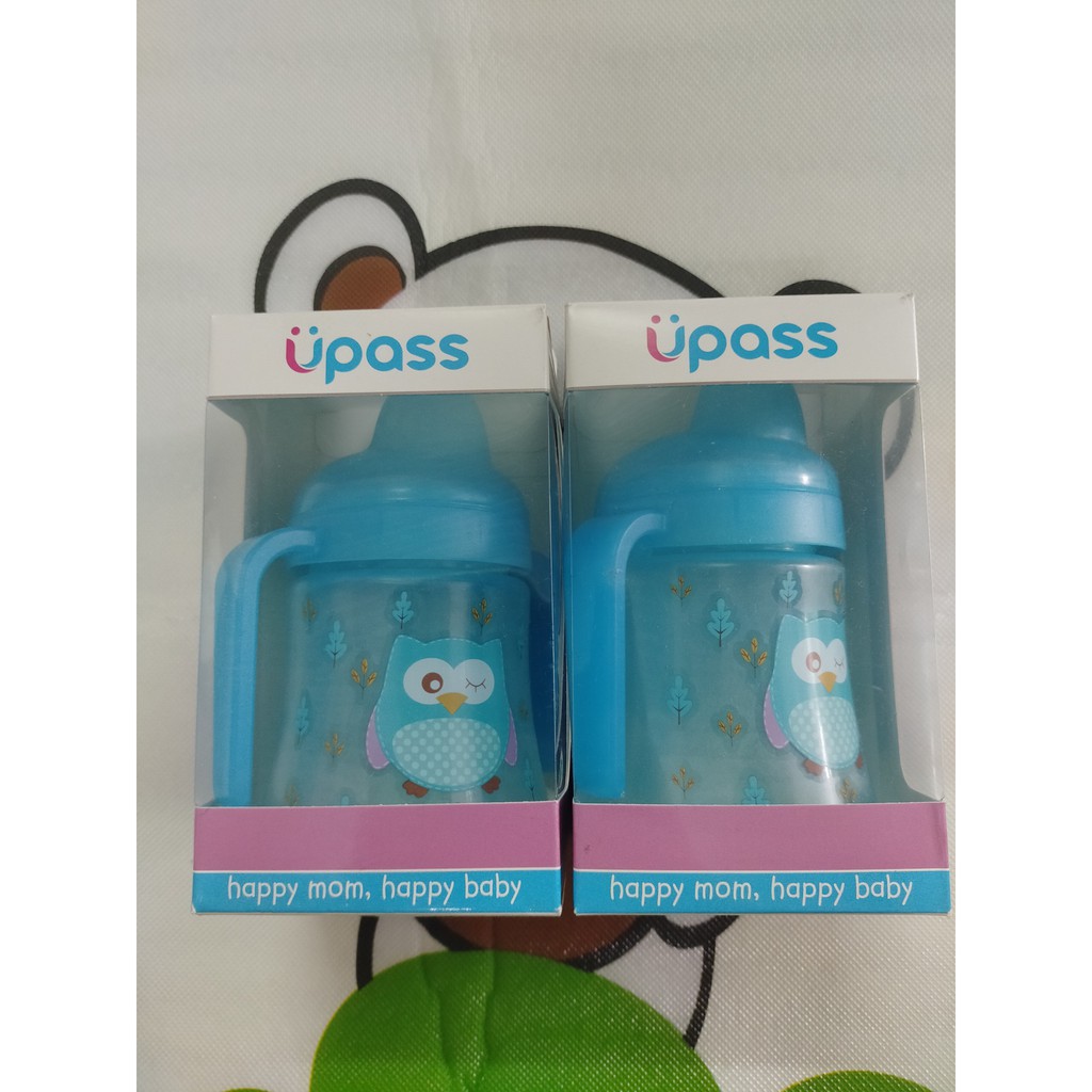 Cốc uống nước Upass cho bé trên 12 tháng tuổi UP0147 240ml hai tay cầm có đầu hút mềm