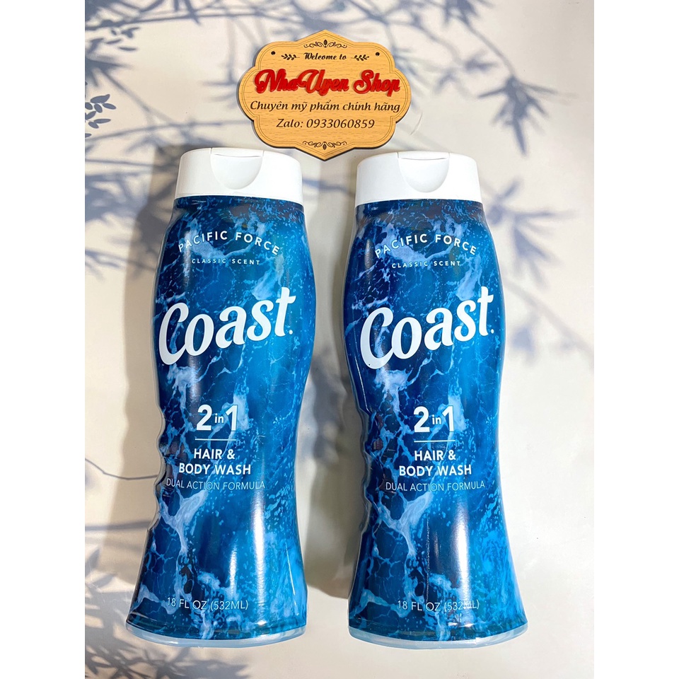 Sữa Tắm Gội Coast 2in1 sạch da kháng khuẩn 532ml Hàng Chính Hãng