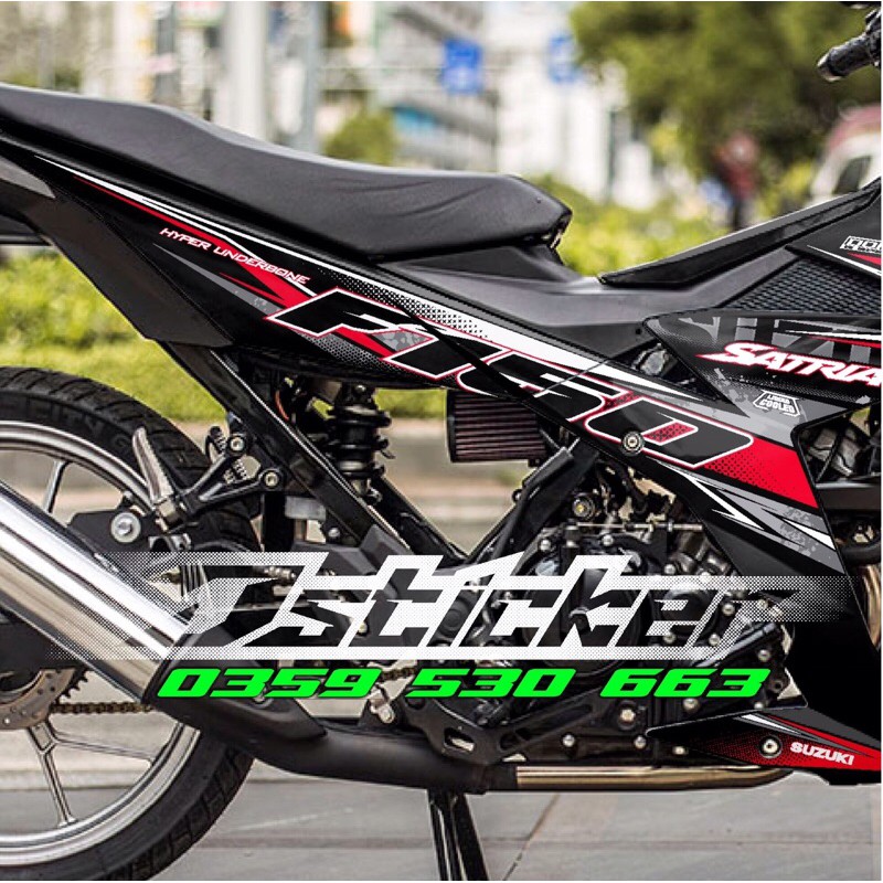 Tem Satria F150 đỏ rời xe đen - hot 2020