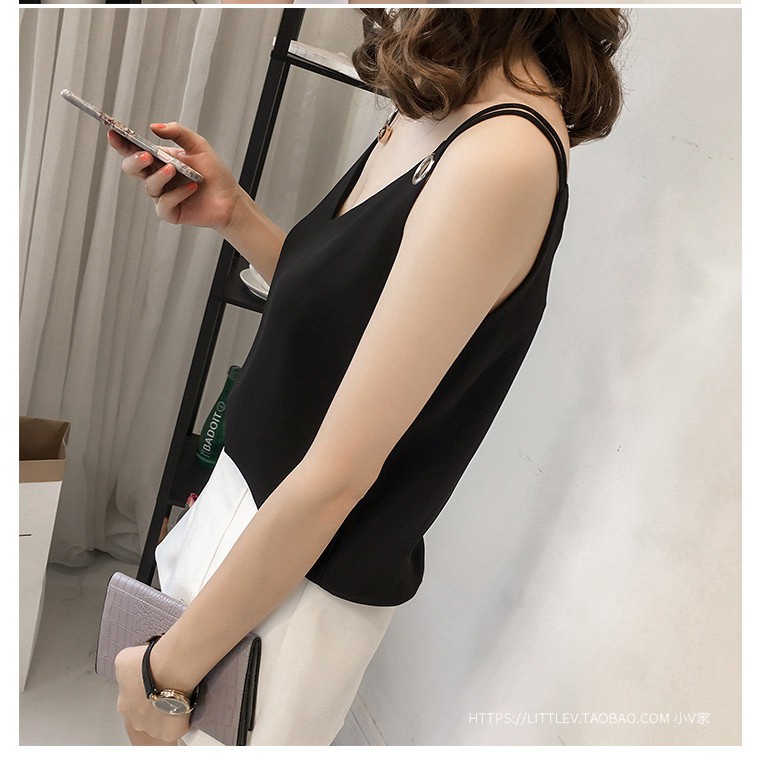 Áo nữ sát nách cổ V kiểu sang chảnh VT