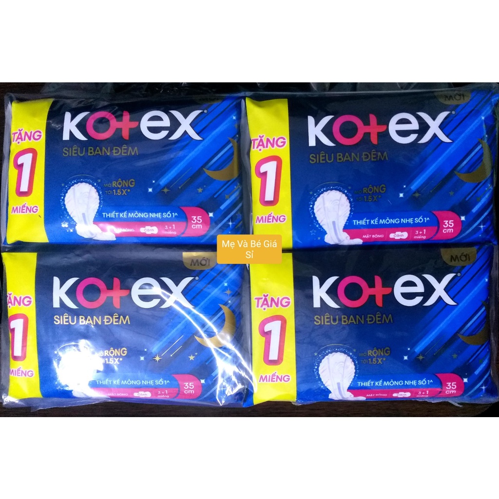 {HÀNG TẶNG-MẪU MỚI}-COMBO 8 GÓI BĂNG VỆ SINH BAN ĐÊM 35CM KOTEX, MỖI GÓI 3 MIẾNG