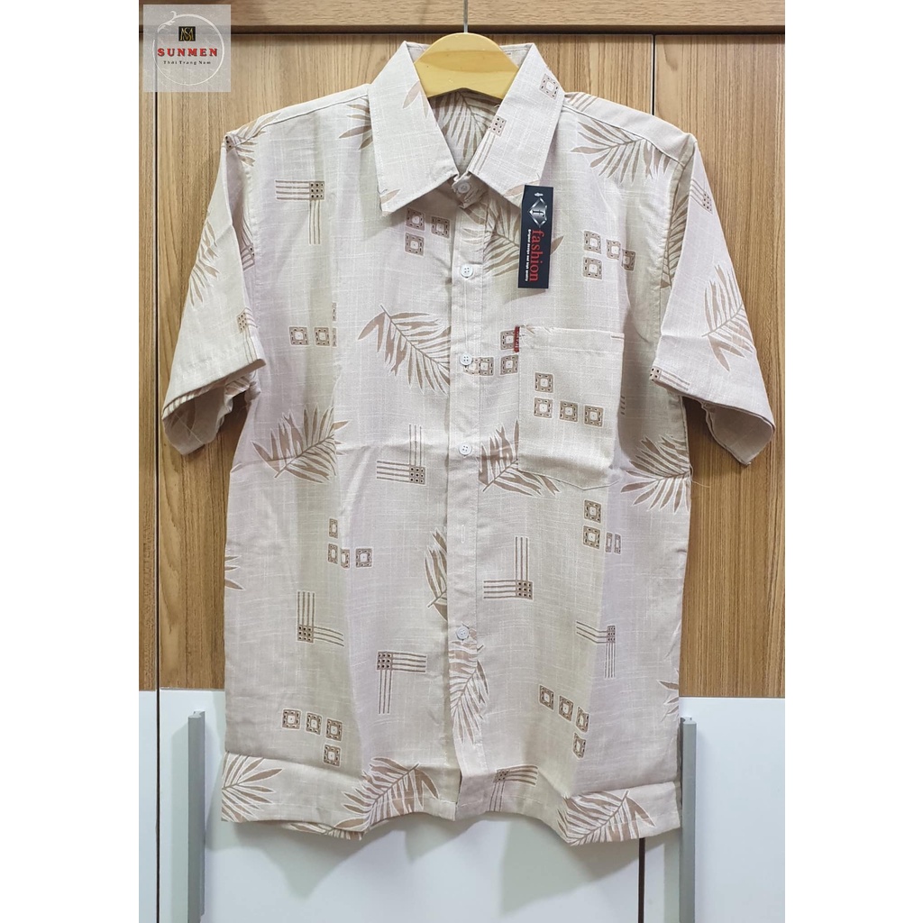 [HCM] Áo Sơ Mi Nam Trung Niên Tay Ngắn Vải Đũi Cao Cấp Siêu Mát From Rộng Rãi Thoải Mái In Họa Tiết Đẹp Size Từ 50-90kg