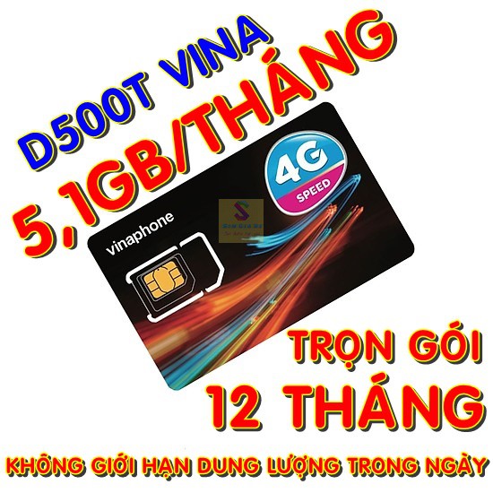 Sim 4G Vinaphone Trọn Gói 1 Năm Không Cần Nạp Tiền - D500 - D500T - 12D60G - 12VD89 - 12VD149 - SIM4G Chất