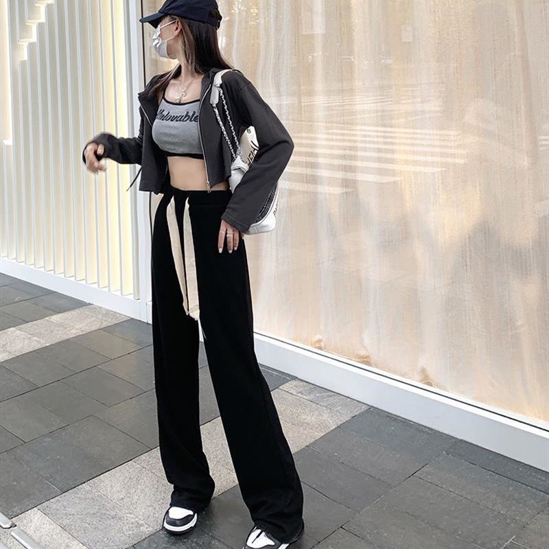 COZOK Quần ống rộng lưng cao co dãn tốt