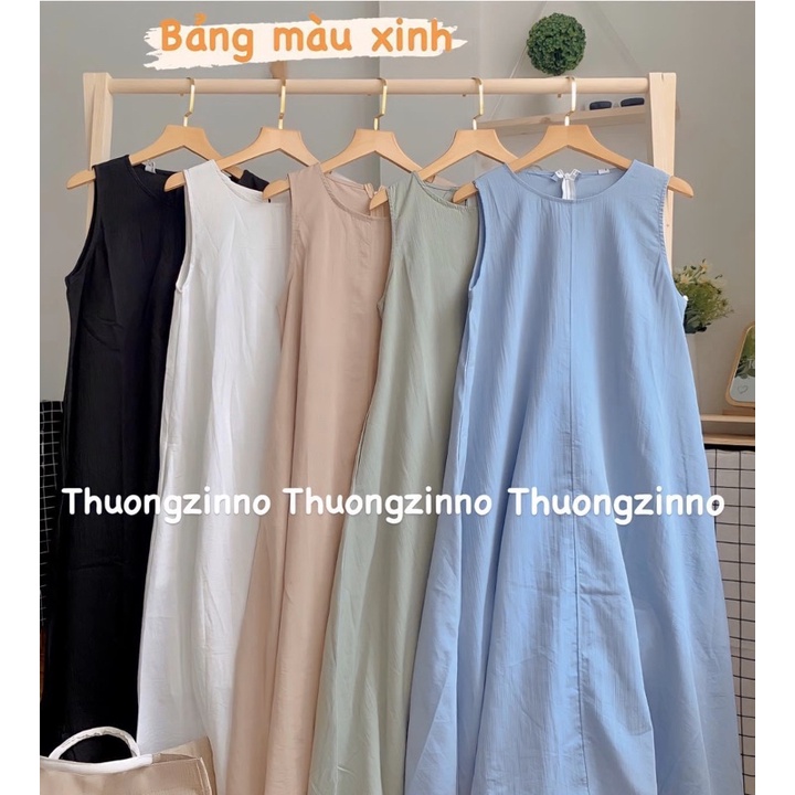 [Mã 157FASHIONSALE giảm 100% đơn 150K] [Ảnh thật/Video]Váy sát nách vai suông dáng xoè Đầm trơn vintage dáng dài