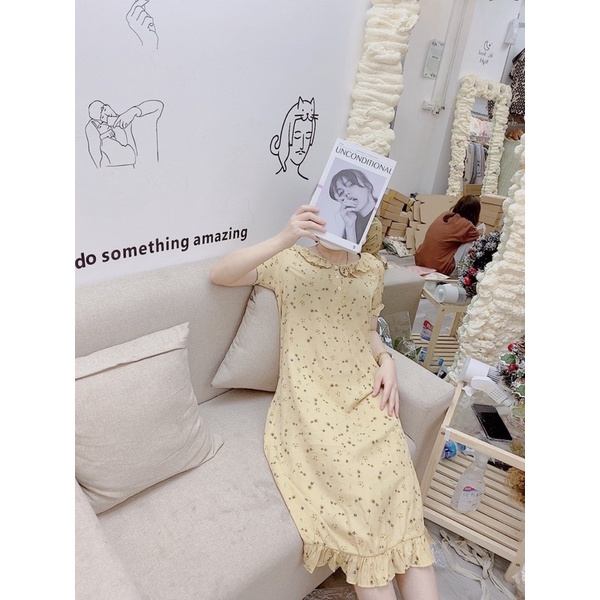 VÁY đũi CUTE váy mặc nhà chất mát hoạ tiết dễ thương bộ đồ ngủ nữ bộ pijama bộ mặc nhà chất đũi cực mát