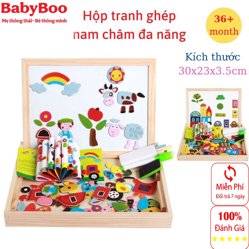 Bộ Tranh Ghép Nam Châm Kèm Bút Vẽ, Tranh ghép mảnh Cho Bé Làm Quen Với Thế Giới Xung Quanh