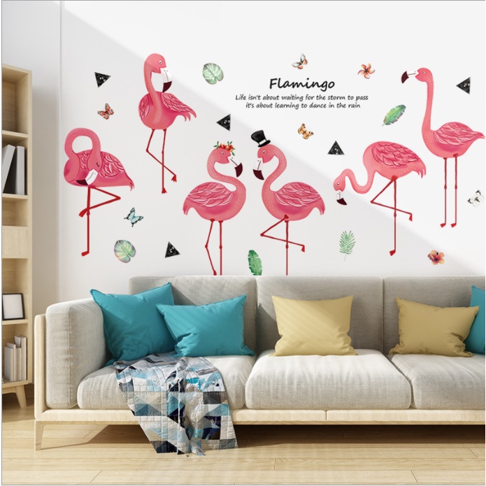 Decal dán tường trang trí - Chim hồng hạc Flamengo
