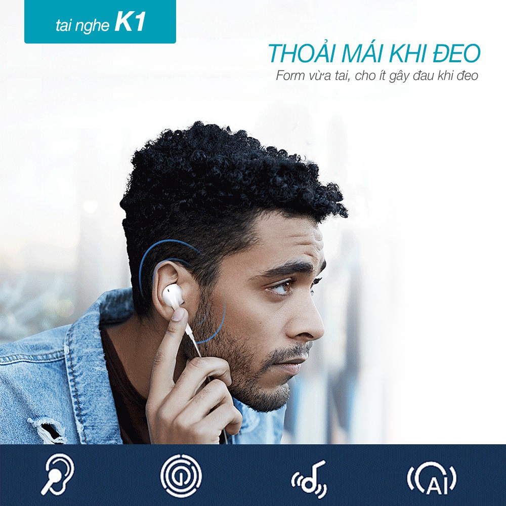 Tai nghe nhét tai in ear jack đầu cấm 3.5, dây dài của tai nghe có dây 120cm, mic đàm thoai BH 12 tháng FENGZHI LIFE K1