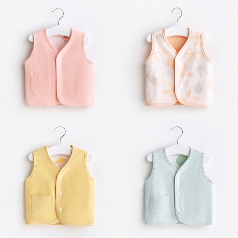 Áo gile cotton cao cấp 2 lớp mặc được 2 mặt cho bé