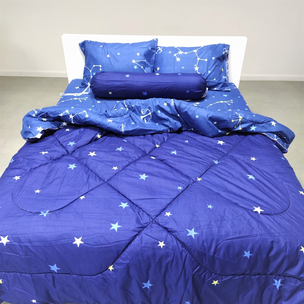 Bộ Chăn Ga Giường Accasa 03-05 Món Cotton Poly Modern Constellation Story 550 Sợi Chống Phai Nhăn Xù Lông Malaysia