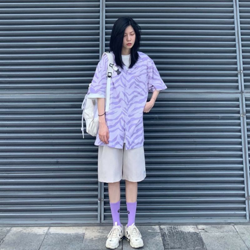 Áo Sơ Mi Tay Ngắn Unisex Cổ Bẻ Phông Cách Hàn Quốc Freesize