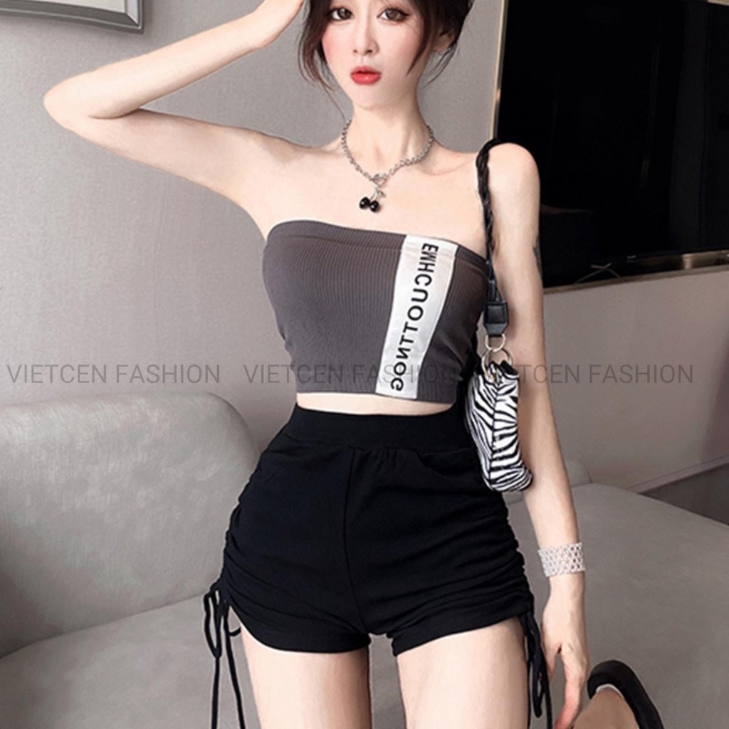 Quần Đùi Rút Dây Short Cạp Cao Nữ Dáng Ôm Sexy Thể Thao Co Giãn Chất Mịn Đẹp VIETCEN