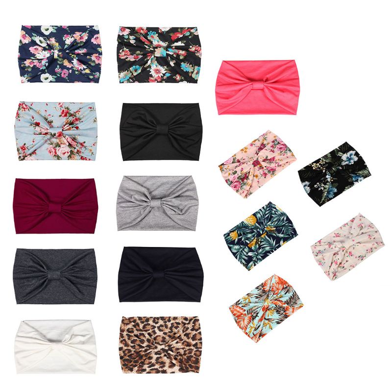 Băng Đô Thắt Nút Họa Tiết Hoa Vintage 16 Màu