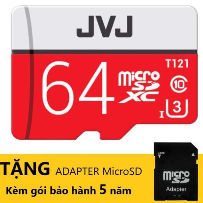 Thẻ nhớ 128Gb/64Gb/32Gb/16Gb JVJ Pro U3 Class10  kèm ADAPTER MicroSD – chuyên dụng cho CAMERA tốc độ cao 100Mb/s