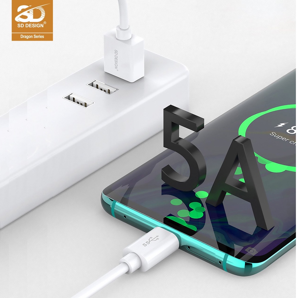 Cáp sạc TypeC SD DESIGN M162 chính hãng dây dài 2m2 chân sạc sử dụng cho các máy samsung oppo xiaomi bảo hành 1 đổi 1