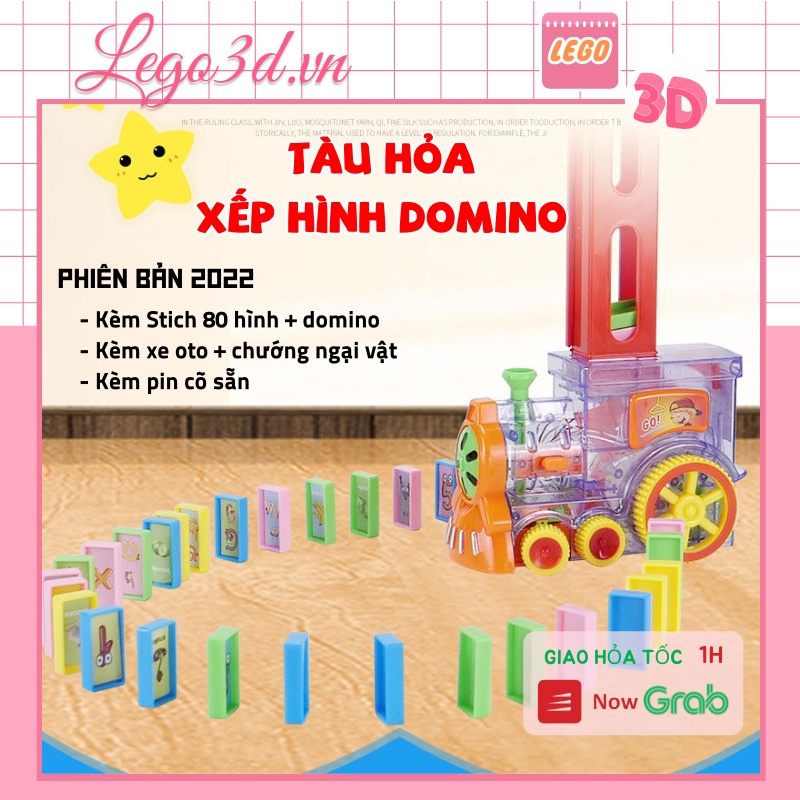 [Bản 2022] Đồ Chơi Đoàn Tàu Hoả Xếp Domino Tự Động Cho Bé Khám Phá Sáng Tạo - Cỡ To