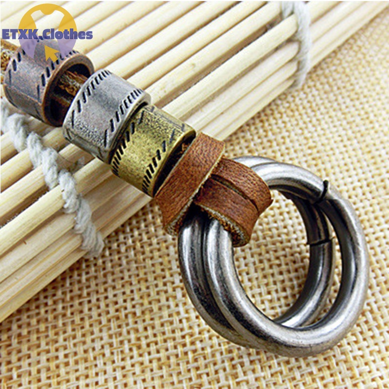Vòng cổ Da Bò Mặt Tròn Bằng Hợp Kim Phong Cách Cổ Điển Cho Nam Và Nữ