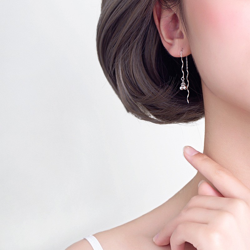 Bông tai dáng dài hình lượn sóng phong cách Nhật Hàn tươi mới cá tính thời trang tinh tế dễ phối đồ cho nữ sinh