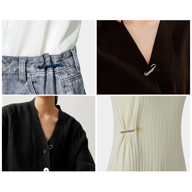 Ghim Cài Áo/Áo Khoác Cardigan Cố Định Chống Ánh Sáng Đính Pha Lê Nhân Tạo Thời Trang Dành Cho Nữ