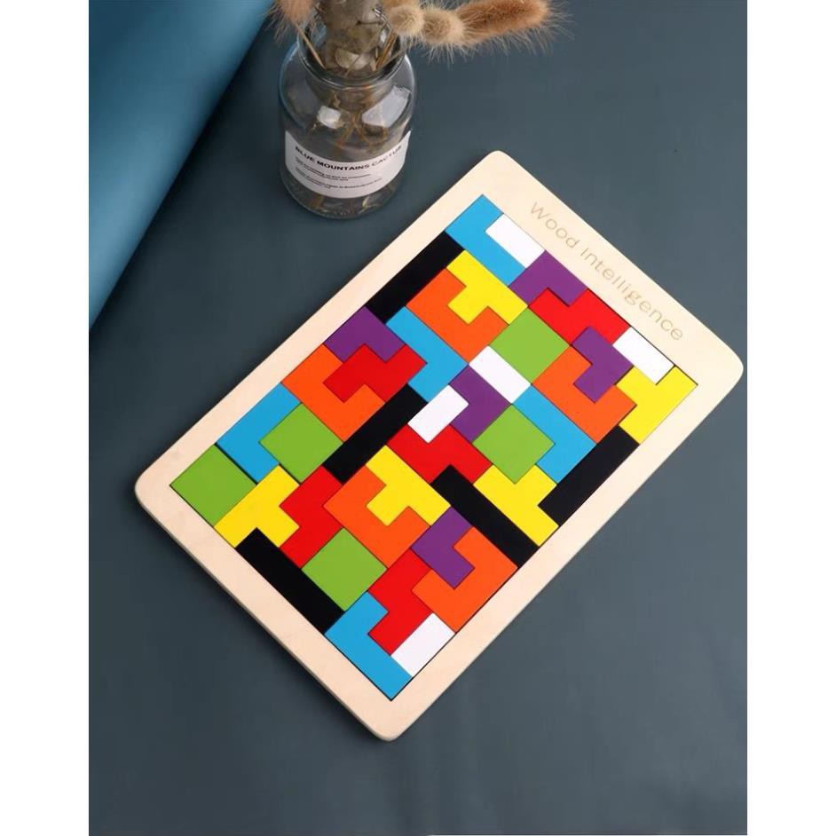 Đồ chơi bảng ghép gạch Tetris Montessori bằng gỗ cho bé - BEOSMART