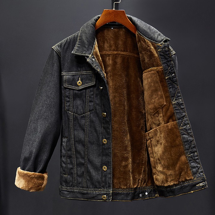 Áo khoác bò nam jean lót lông thời trang aokhoacbo-J22 đen | BigBuy360 - bigbuy360.vn