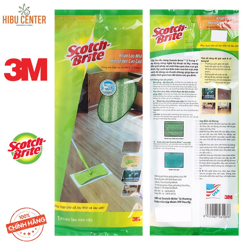 Khăn Lau Thay Thế Cây Lau Microfiber Lớn 3M XA010915503 Scotch-Brite – Hàng Chính Hãng – Mẫu Mới – HIBUCENTER