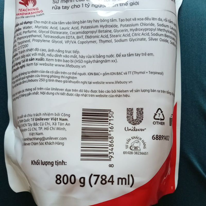 Sữa Tắm Lifebuoy Bảo Vệ Vượt Trội Dạng Túi 800G
