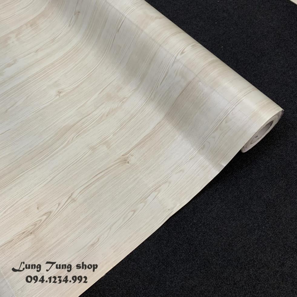 Decal vân gỗ trắng - Giấy dán tường bàn tủ giả gỗ màu trắng có sẵn keo G18